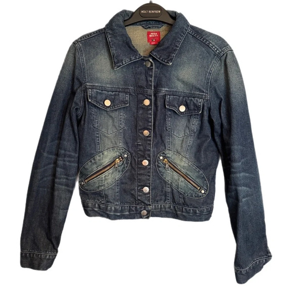 VTG Miss Sixty Denim Jean Jacket Sz Small Y2K Cropped Zipper Italy 90s  Archive - Picture 1 of 13